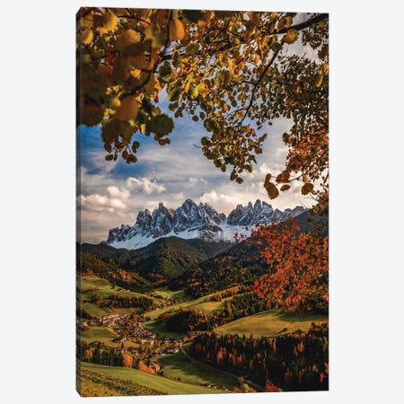Italy Dolomites Village Mountain Fall Color III Canvas Print #AGP184} by Alex G Perez Art Print