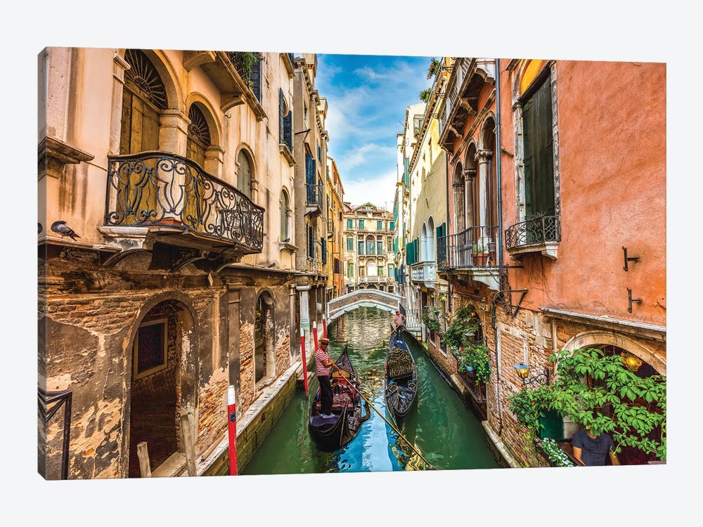 Italy Venice Canal Boats II by Alex G Perez 1-piece Canvas Art