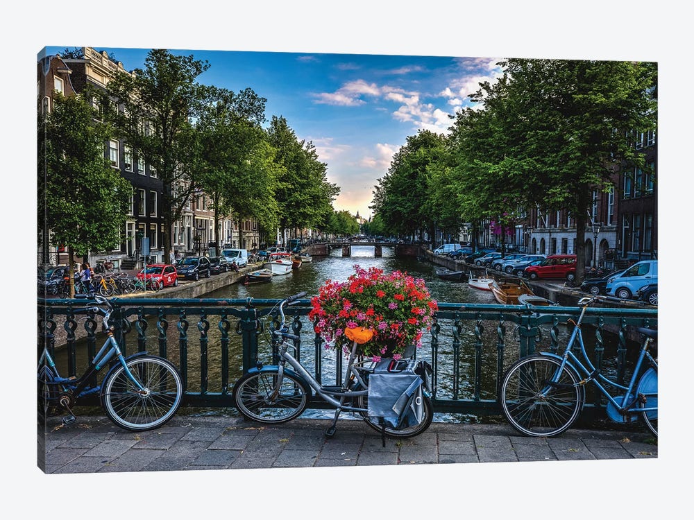 Netherlands Amsterdam Canal Bikes by Alex G Perez 1-piece Canvas Wall Art