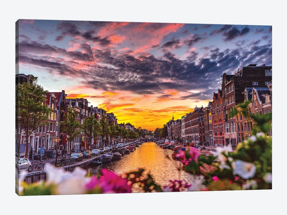 Netherlands Amsterdam Canal Sunset I by Alex G Perez 1-piece Canvas Wall Art