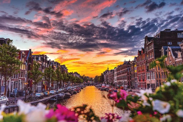 Rivers, Lakes & Waterfronts: Netherlands Amsterdam Canal Sunset I by Alex G Perez