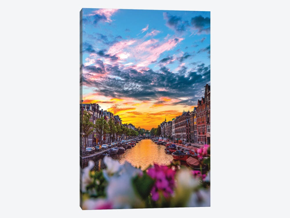 Netherlands Amsterdam Canal Sunset II by Alex G Perez 1-piece Canvas Print