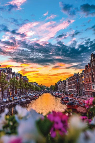 City Sunrises & Sunsets: Netherlands Amsterdam Canal Sunset II by Alex G Perez