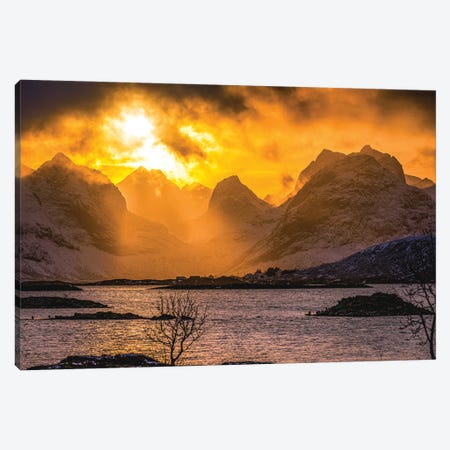 Norway Loften Islands Mountain Sunset Canvas Print #AGP202} by Alex G Perez Canvas Art Print