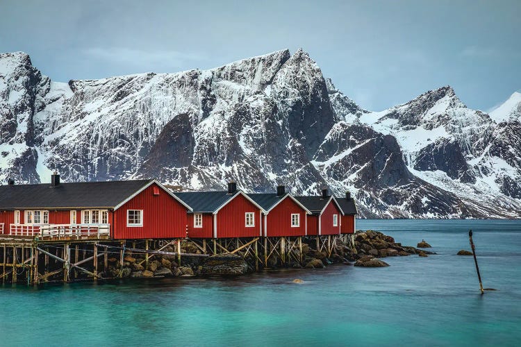 Norway Loften Islands Red Cabin Beautiful Mountain I