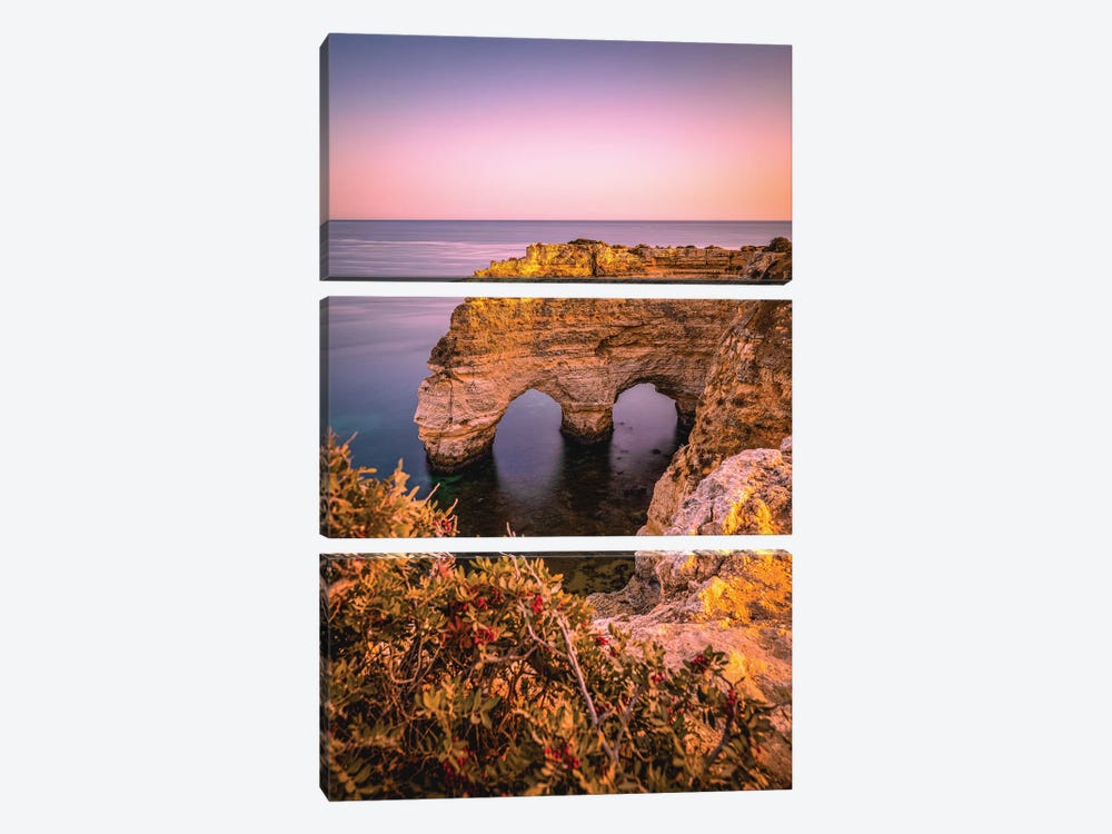 Portugal Benagil Seaside Heart Shaped Cliff 3-piece Canvas Artwork