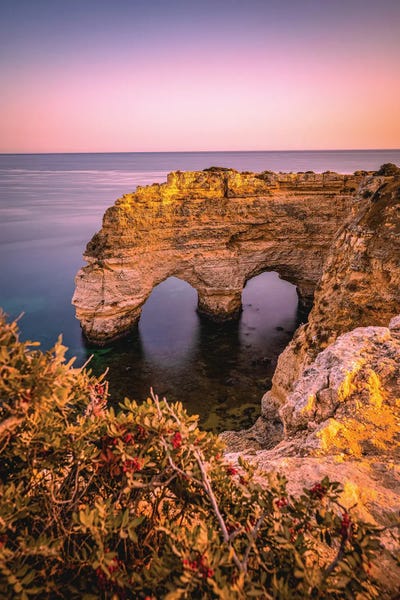 Cliffs: Portugal Benagil Seaside Heart Shaped Cliff by Alex G Perez