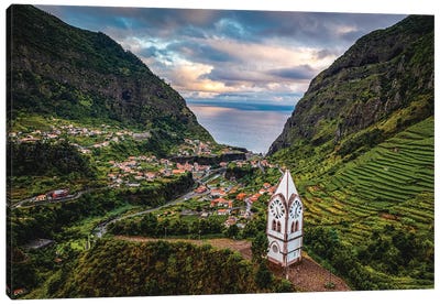 Portugal Madeira Island Valley Town Center Canvas Art Print - Island Art