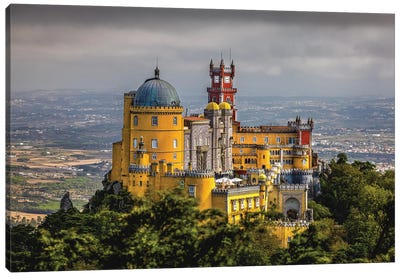 Portugal Park And National Palace Of Pena In The Clouds III Canvas Art Print - Castle & Palace Art