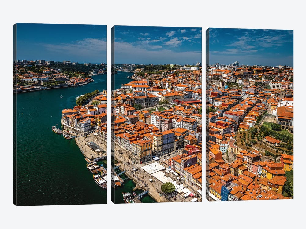 Portugal Porto City Center From Above by Alex G Perez 3-piece Canvas Wall Art