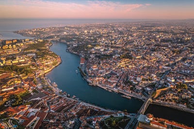 Portugal Porto City Center Sunrise From Above by Alex G Perez canvas print
