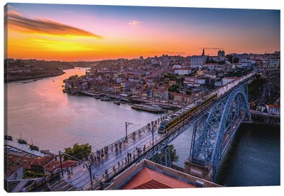 Portugal Porto City Center Sunset II Canvas Art Print - Alex G Perez