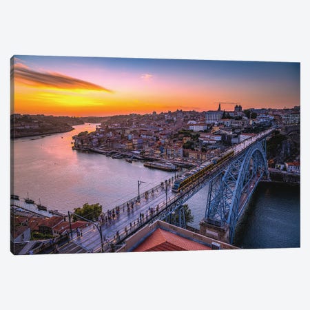 Portugal Porto City Center Sunset II Canvas Print #AGP235} by Alex G Perez Canvas Art Print