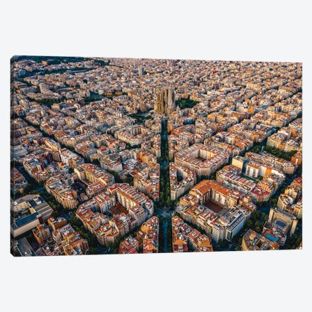 Spain Barcelona Cityscape Grid From Above Canvas Print #AGP246} by Alex G Perez Canvas Art