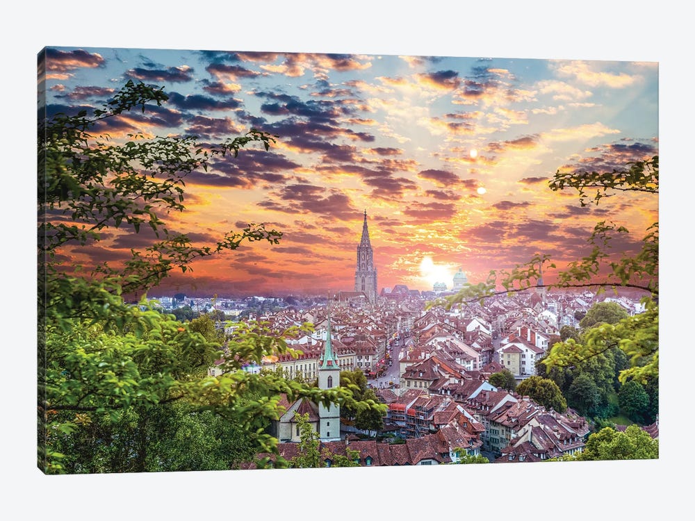 Switzerland Bern Sunset Cityscape by Alex G Perez 1-piece Art Print