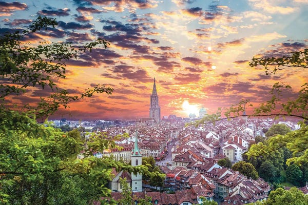 Bern: Switzerland Bern Sunset Cityscape by Alex G Perez