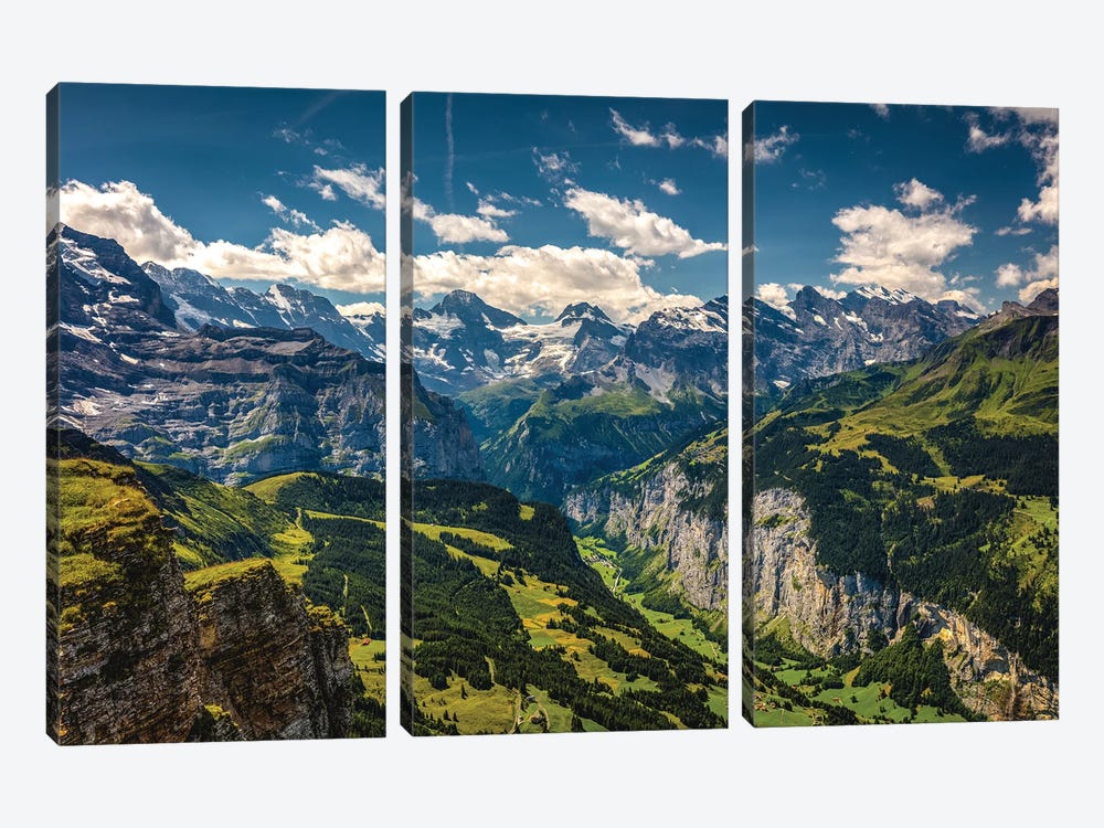 Switzerland Lauterbrunnen Swiss Alps Village II by Alex G Perez 3-piece Canvas Art Print