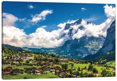 Switzerland Lauterbrunnen Swiss Alps Village IV Canvas Art Print - Switzerland Art
