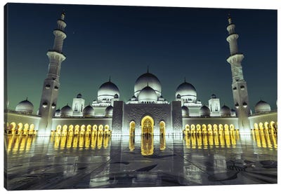 Dubai Temple Mosque Blue Hour Canvas Art Print - Middle Eastern Culture