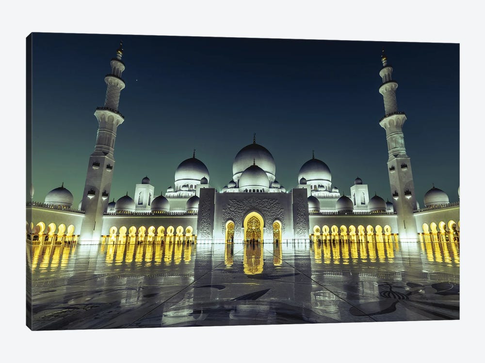 Dubai Temple Mosque Blue Hour by Alex G Perez 1-piece Canvas Artwork