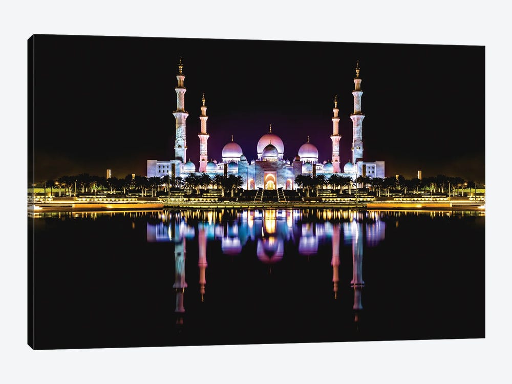 Dubai Temple Mosque Nighttime Reflections by Alex G Perez 1-piece Art Print