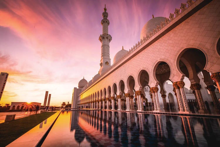 Dubai Temple Mosque Sunset Reflection