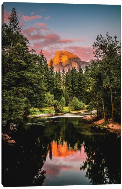 California Yosemite Valley Sunset Reflection Canvas Art Print - Alex G Perez