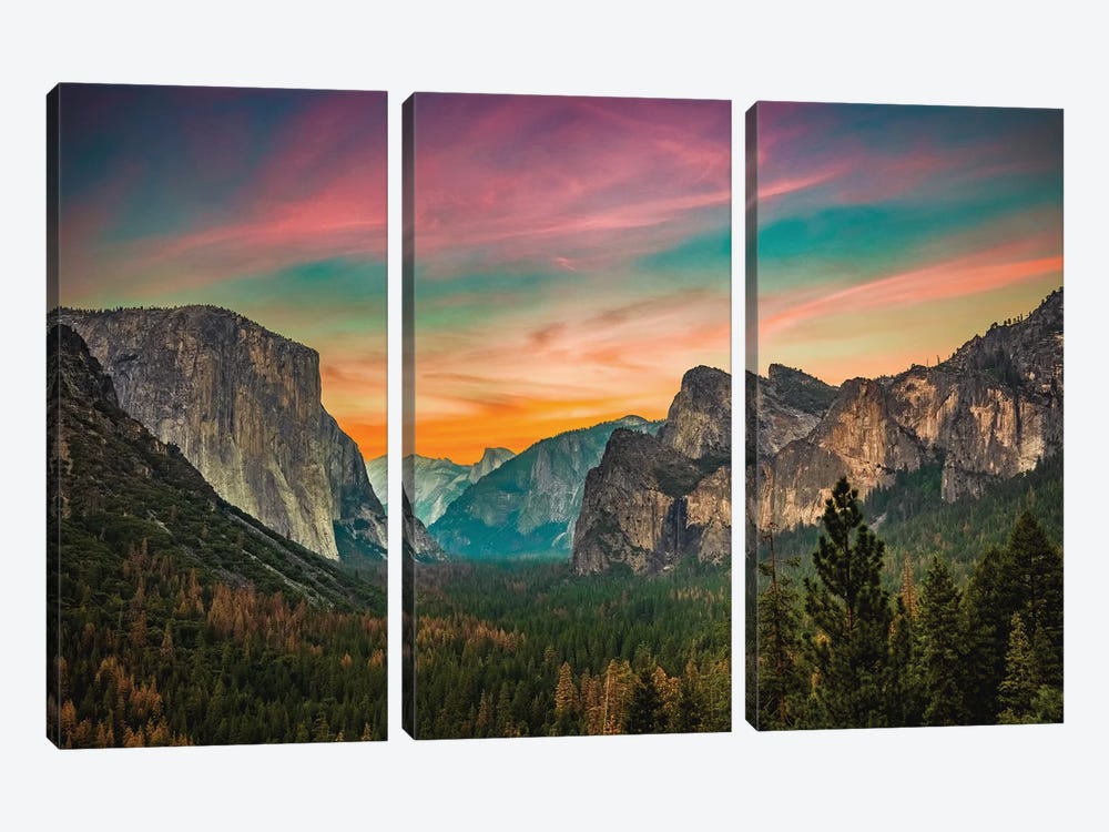 California Yosemite Valley Tunnel View Sunset by Alex G Perez 3-piece Canvas Art