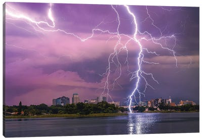 Florida Lightning Storm Canvas Art Print - Alex G Perez