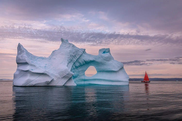 Greenland Arctic Ice Berg Red Sail Boat III