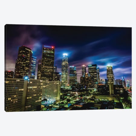 Los Angeles Nighttime Skyline Canvas Print #AGP300} by Alex G Perez Canvas Artwork