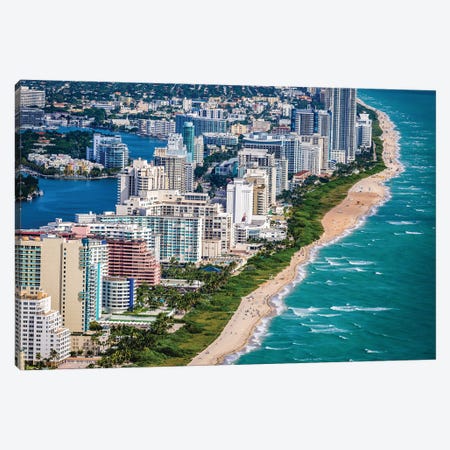 Miami Beach Coast Line From Above Canvas Print #AGP305} by Alex G Perez Canvas Print