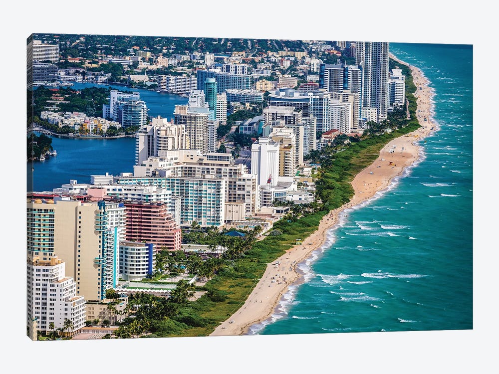 Miami Beach Coast Line From Above by Alex G Perez 1-piece Canvas Art