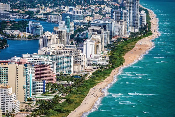 Alex G Perez: Miami Beach Coast Line From Above by Alex G Perez