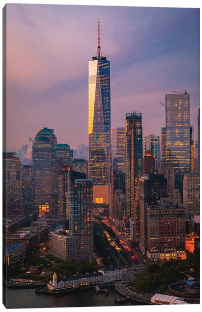 New York City Manhattan Skyline Sunset Cityscape III Canvas Art Print - Alex G Perez