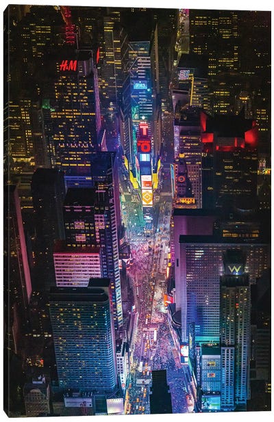 New York City Manhattan Times Square Skyline Cityscape II Canvas Art Print - Aerial Photography