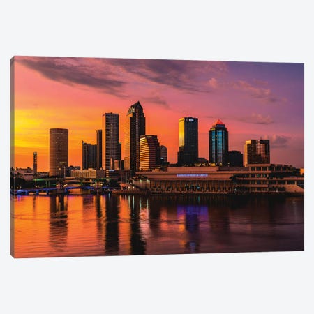 Tampa Bay Sunset Skyline Reflection Canvas Print #AGP324} by Alex G Perez Art Print