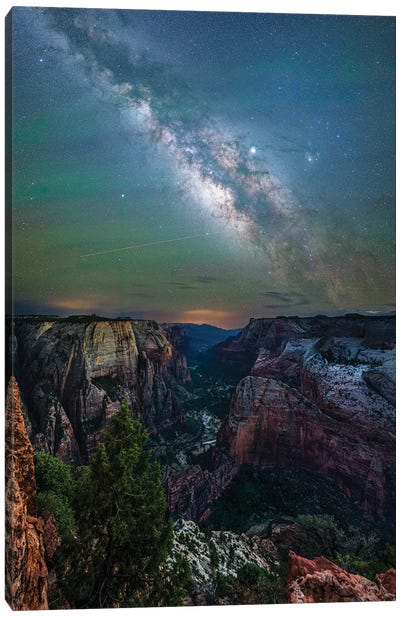 Utah Zion National Park Hike Starry Night Milky Way I Canvas Art Print - Zion National Park Art