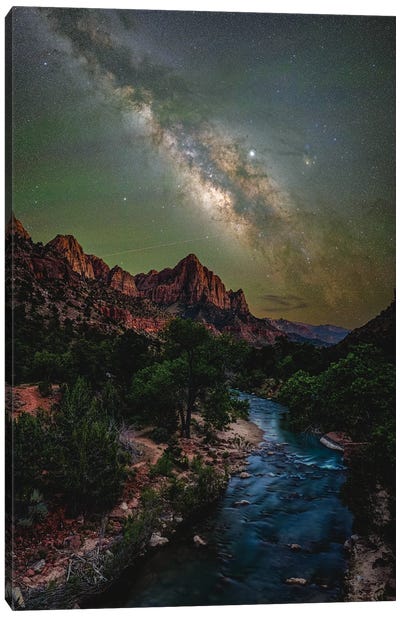 Utah Zion National Park Hike Starry Night Milky Way II Canvas Art Print - Alex G Perez