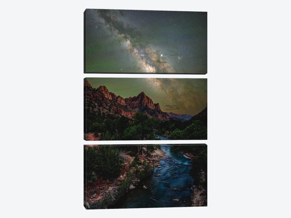 Utah Zion National Park Hike Starry Night Milky Way II by Alex G Perez 3-piece Art Print