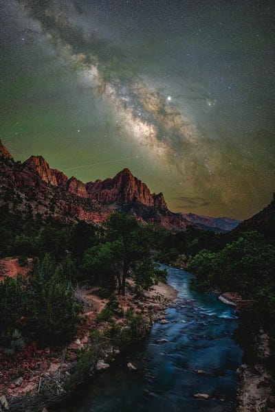 Utah: Utah Zion National Park Hike Starry Night Milky Way II by Alex G Perez
