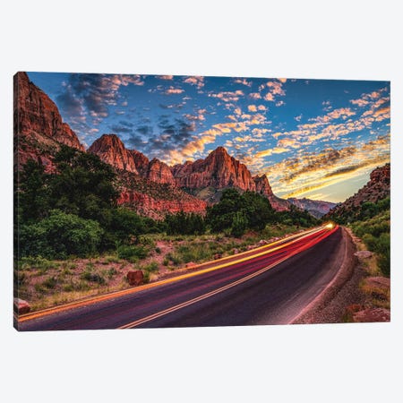 Utah Zion National Park Hike Sunset IV Canvas Print #AGP341} by Alex G Perez Canvas Wall Art