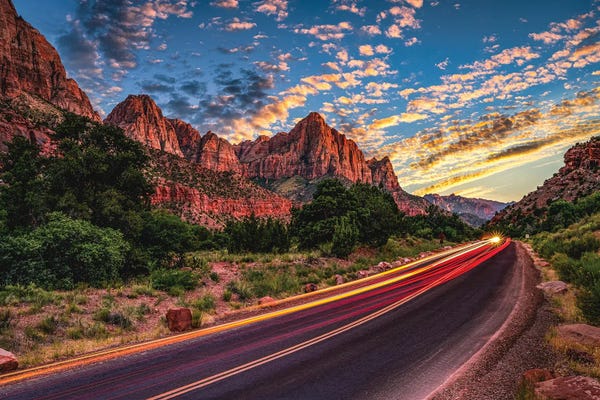 Utah: Utah Zion National Park Hike Sunset IV by Alex G Perez