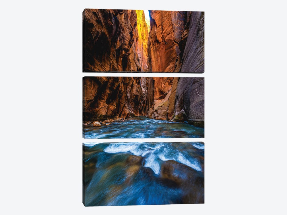 Utah Zion National Park The Narrows Hike III by Alex G Perez 3-piece Canvas Wall Art