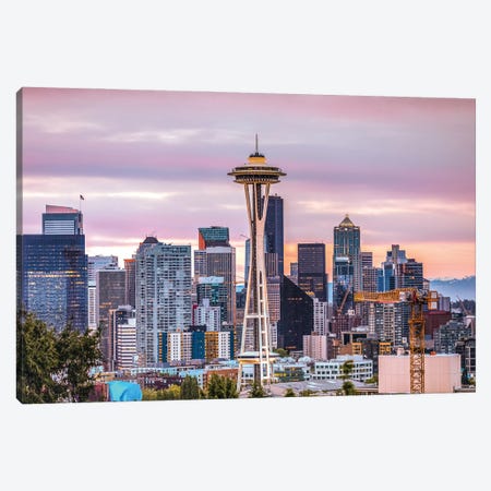 Washington Seattle Skyline Sunset Cityscape Canvas Print #AGP361} by Alex G Perez Canvas Art