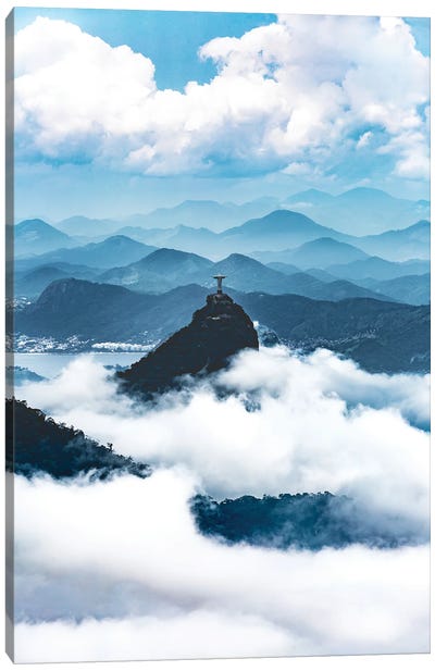 Brazil Christ The Redeemer In The Clouds II Canvas Art Print - Novelty City Scenes