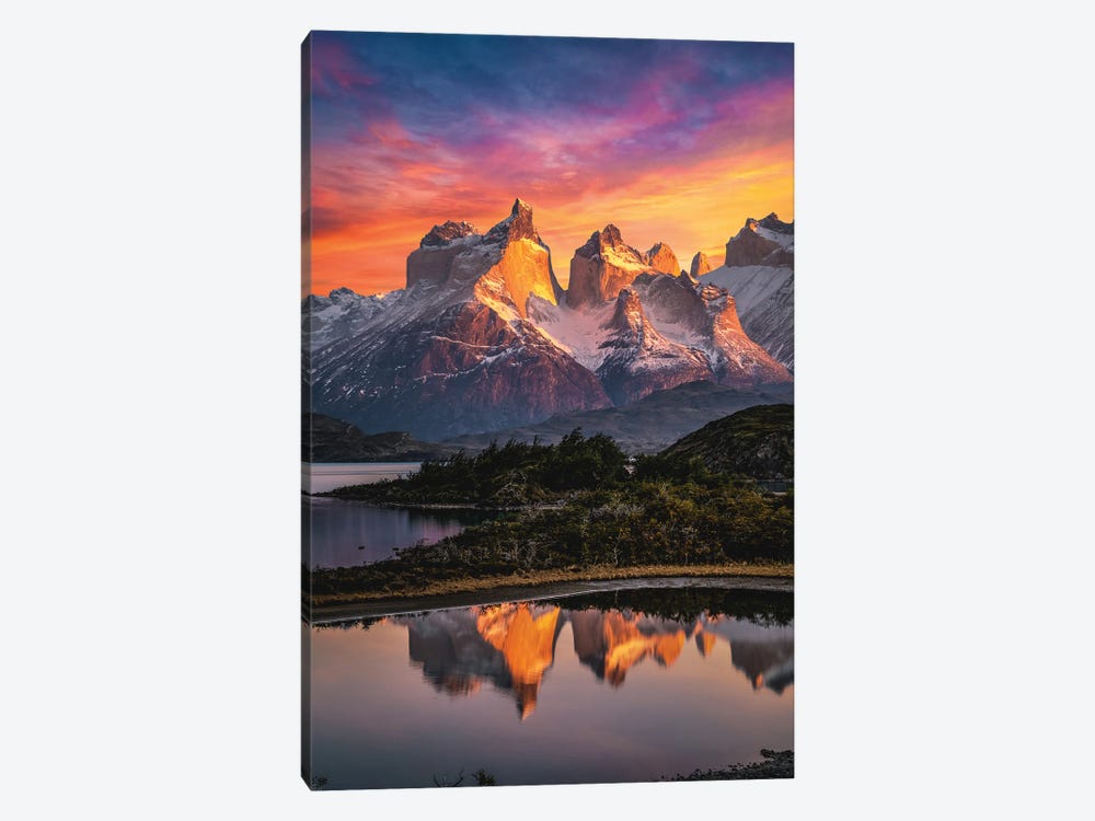 Chile Patagonia Torres Del Paine Stunning Mountain Sunset III by Alex G Perez 1-piece Canvas Print