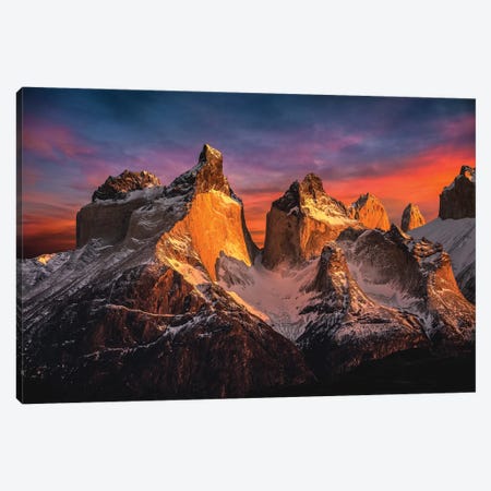 Chile Patagonia Torres Del Paine Stunning Mountain Sunset IV Canvas Print #AGP406} by Alex G Perez Canvas Art