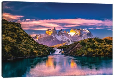 Chile Patagonia Torres Del Paine Stunning Mountain Sunset V Canvas Art Print - Alex G Perez