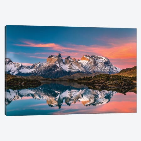 Chile Patagonia Torres Del Paine Stunning Mountain Sunset VII Canvas Print #AGP409} by Alex G Perez Canvas Print